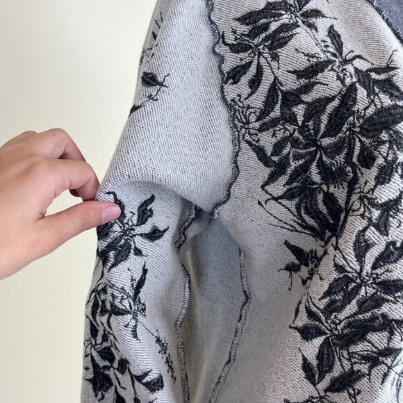 DRIES VAN NOTEN Women's Size L Gray Floral Embroidered Cotton Bomber Jacket Boho - Picture 16 of 16